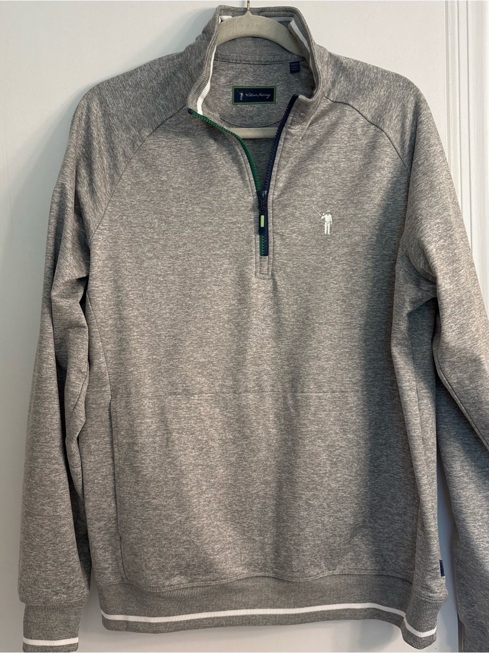 William Murray Men’s Heather Gray Quarter-Zip Pullover, Golf, size M